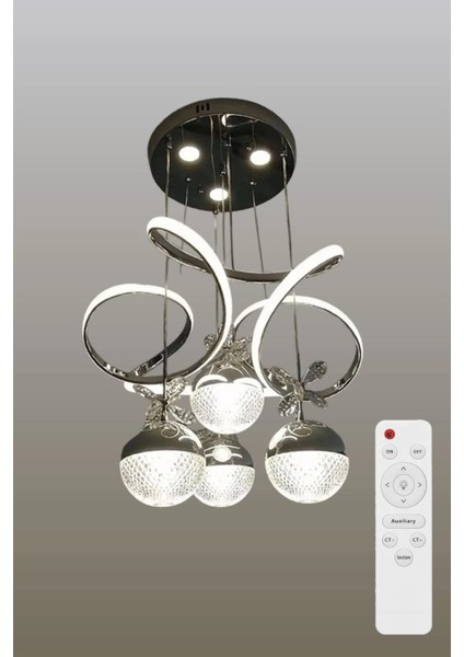 Papatya 3 Işık Kumandalı (Beyaz, Sarı, Günışığı) Krom Luxury Ledli Salon Avize Büyük Toplu modelleri