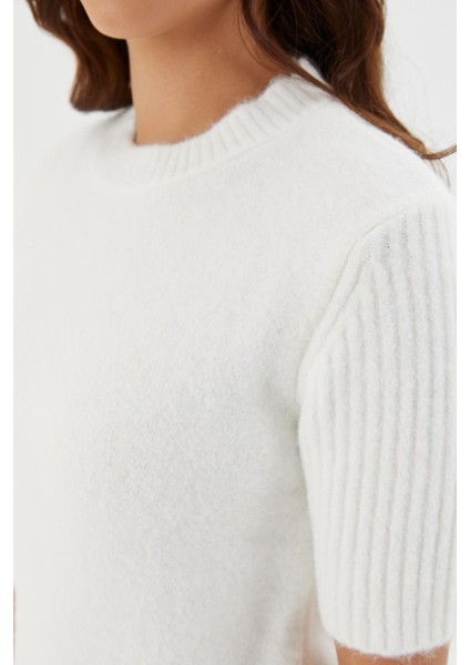 Kısa Kol Kazak Bluz Krem fiyatları