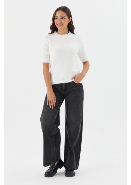 Kısa Kol Kazak Bluz Krem fırsatları