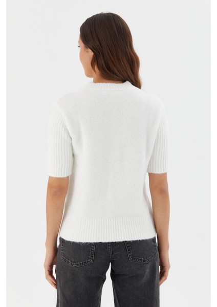 Kısa Kol Kazak Bluz Krem indirimleri