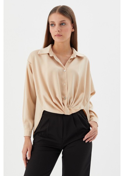 Saten Gömlek Bej