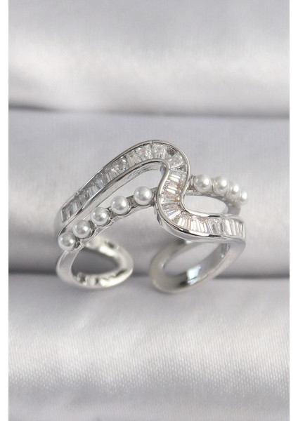 bulurum pirinç gümüş renk zirkon taşlı ınci detay vıp seri kadın yüzük