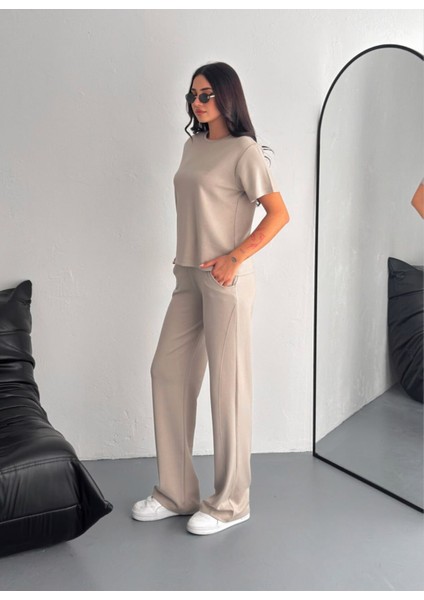 Kadın Modal Kumaş Bisiklet Yaka Tshirt Eşofman Takımı fiyatları