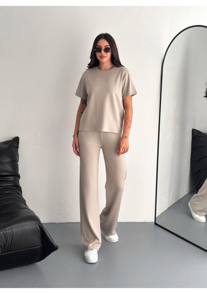 Kadın Modal Kumaş Bisiklet Yaka Tshirt Eşofman Takımı modelleri