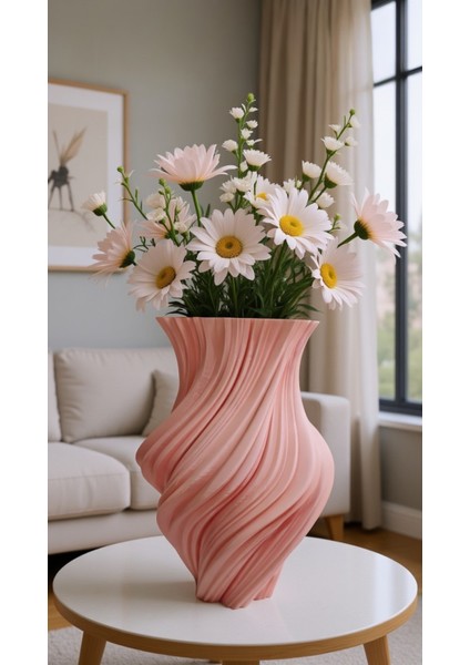 Spiral Tasarımlı Dekoratif Vazo – Modern Minimalist Ev Aksesuarı (Çiçekler Dahil Değildir)