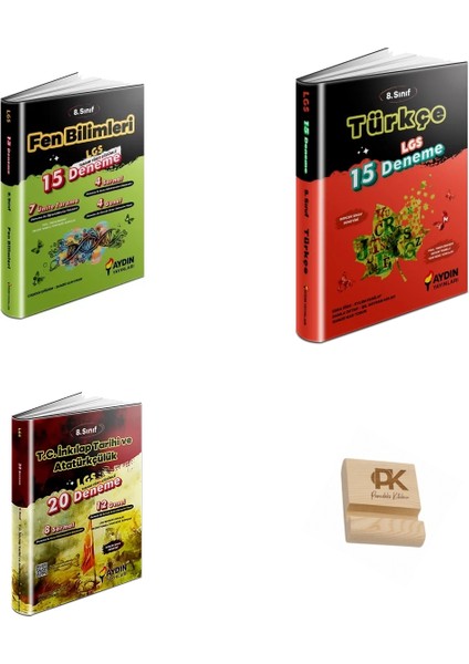 Aydın Lgs 8. Sınıf Fen Bilimleri (15LI) Türkçe (15LI) ve Inkılap (20LI) Deneme 3lü Set