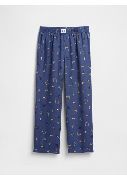 Erkek Çocuk Mavi 100% Geri Dönüştürülmüş Flannel Football Pijama Altı