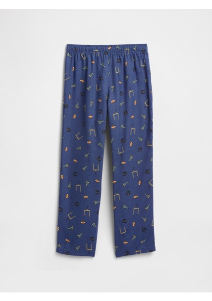 Erkek Çocuk Mavi 100% Geri Dönüştürülmüş Flannel Football Pijama Altı modelleri