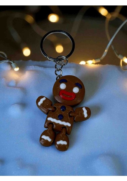 Kurabiye Adam Temalı Yılbaşı Anahtarlık