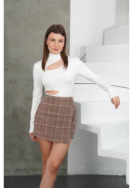 Iki Düğmeli Şort Etek Vizon H26414 fiyatları