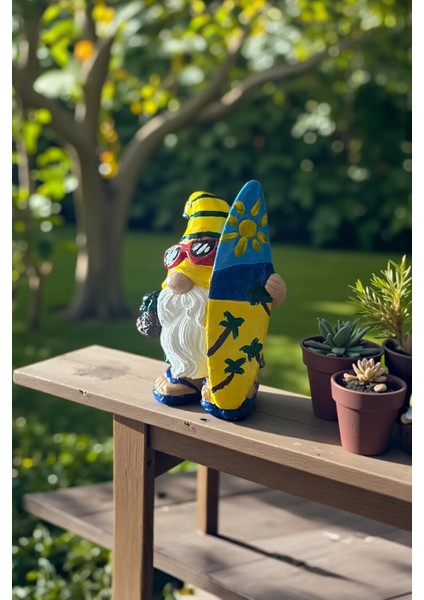 Sörfçü Cüce Biblo, Renkli Dekoratif Obje, Bahçe ve Ev Süsü, Hediyelik modelleri