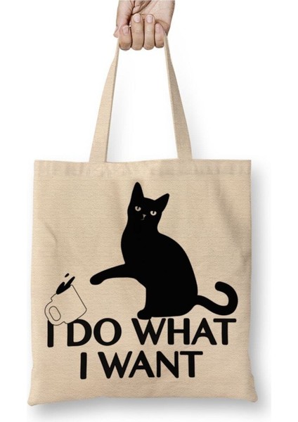 Yaramaz Cats Kedi Beyaz Bez Çanta Uzun Saplı Alışveriş Çantası Plaj Çantası