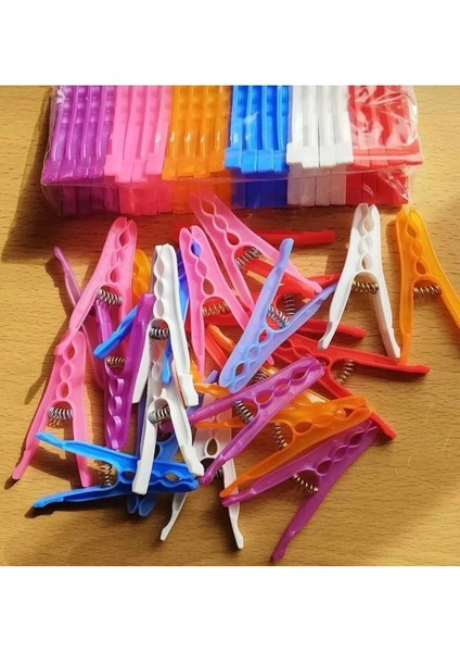 24'lü Plastik Renkli Yaylı Çamaşır Mandalı