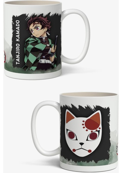Demon Slayer Tanjiro Kamado Temalı Anime Beyaz Kupa Bardak Sevgiliye Arkadaşa Hediye