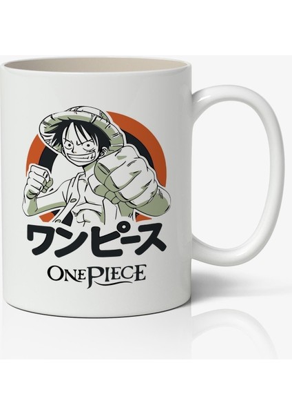 One Piece Monkey D. Luffy Anime Baskılı Beyaz Porselen Kupa Bardak