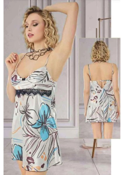 Yeni Sezon Zarif Kısa Şık Kadın Mini Gri Gecelik