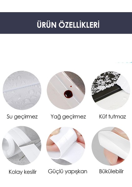 3.2m Banyo Küvet Mutfak Lavabo Su Sızdırmaz Bant Su Geçirmez Kenar Bandı Sızdırmazlık Tamir Beyaz fırsatları