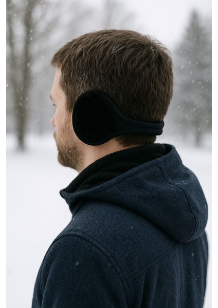 Unisex Siyah Kışlık Içi Polarlı Enseden Takılan Kulaklık – Soğuktan Koruyan Termal Model