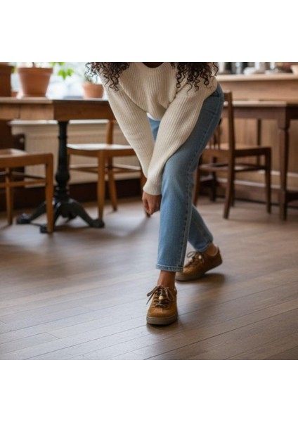 Taba Süet Hakiki Deri Bağcıklı Kadın Günlük Sneaker fiyatları
