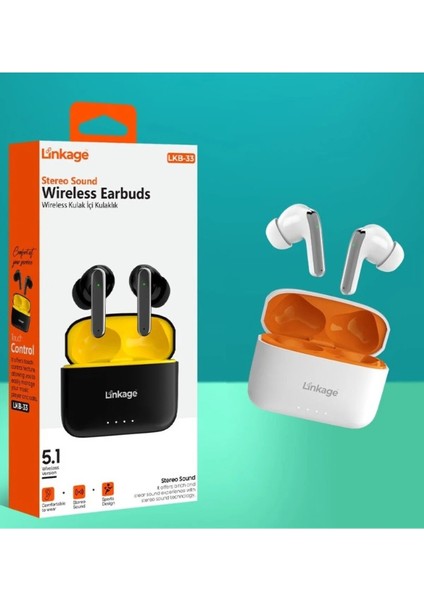 Lkb-33 Wireless V5.1 Dokunmatik Kontrollü Kablosuz Kulak Içi Bluetooth Kulaklık