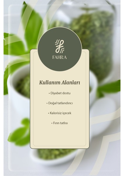 Stevia (Doğal Şeker Otu) – Kalorisiz Tatlandırıcı – 100% Bitkisel ve Katkısız 500 gr modelleri