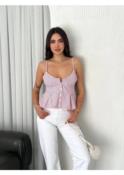 Askılı Dekolte Deraylı Crop - Kırmızı -Vlmr fiyatları