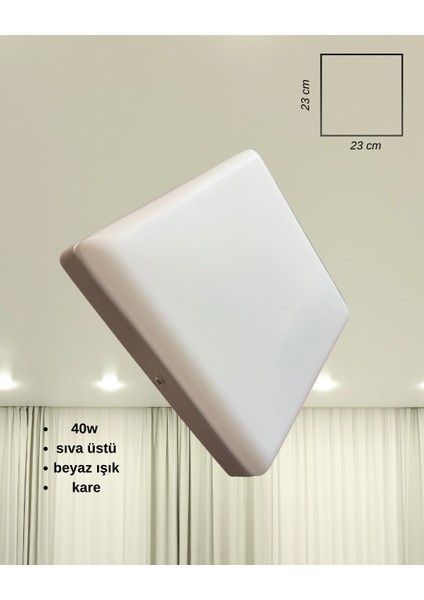 Osaka Sıva Üstü Kare LED Armatür 40 Watt Beyaz Işık