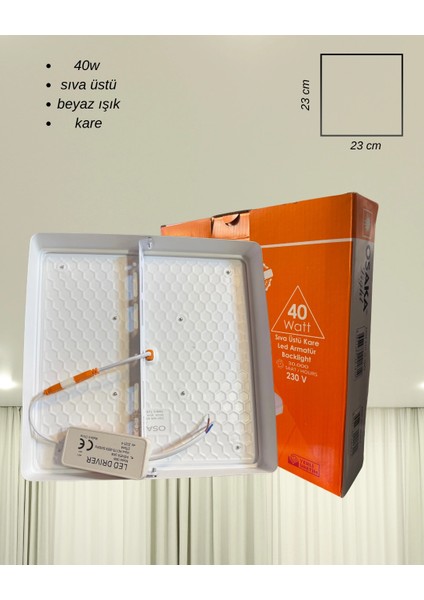 Osaka Sıva Üstü Kare LED Armatür 40 Watt Beyaz Işık fiyatları