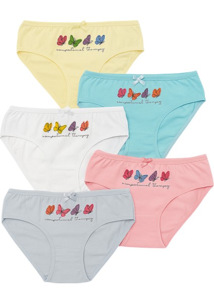 Kız Çocuk Kelebek Desenli 5'li Külot