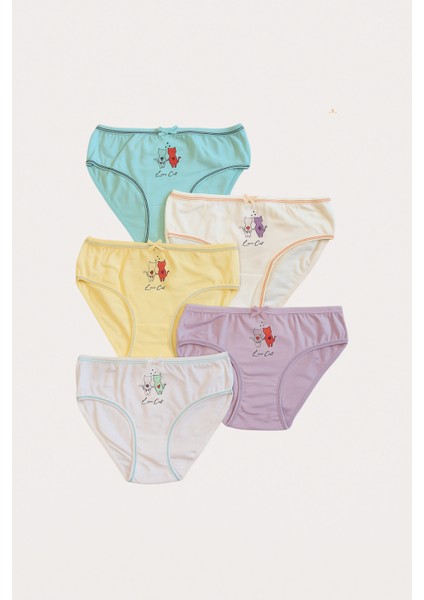 Kız Çocuk Kedi Desenli 5'li Külot