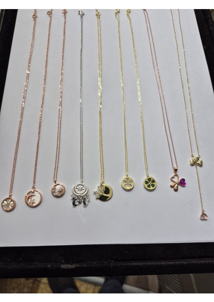 925 Ayar Papatya Silver<yaz Çoklu Kombin <ital 9 Lu Kolye Çeşit Kolye fırsatları