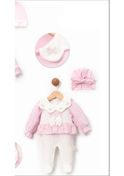 Yeni Doğan Kız Bebek 0/3-3/6 Ay Brodeli 2li Tulum Seti ve Müslin Battaniye Takımı (Hediyelik ) fırsatları