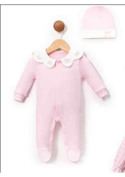 Yeni Doğan Kız Bebek 0/3-3/6 Ay Brodeli 2li Tulum Seti ve Müslin Battaniye Takımı (Hediyelik ) indirimleri