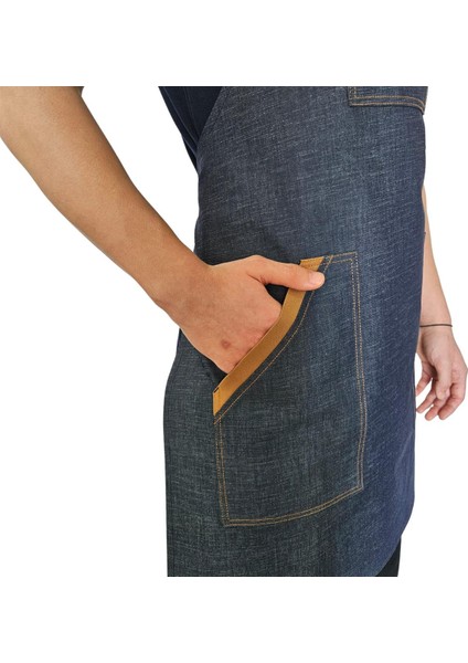 Boydan Askılı Tokalı Önlük denim Camel