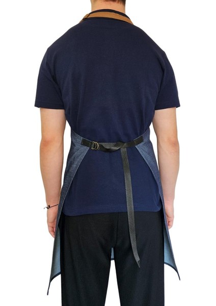 Boydan Askılı Tokalı Önlük denim Camel