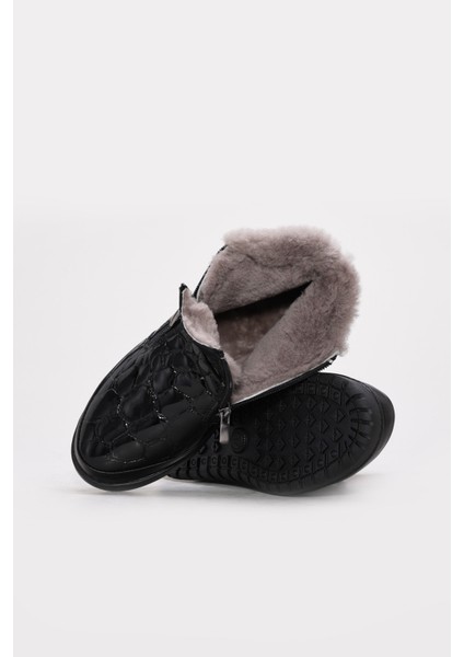 Hakiki Deri Kürklü Kadın Kısa Topuklu Bot 972KZA7560