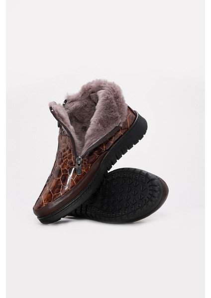 Hakiki Deri Kürklü Kadın Kısa Topuklu Bot 972KZA7560