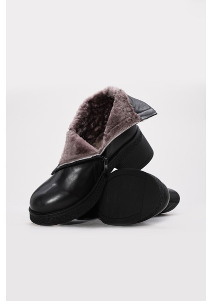 Hakiki Deri Kürklü Kadın Klasik Bot 262KZA3506