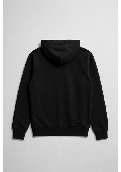 Erkek Fermuarlı Kapüşonlu Cepli Siyah Sweatshirt