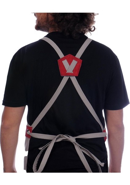 Deri Takviyeli Boydan Önlük Kırmızı-Kahve Derili fırsatları