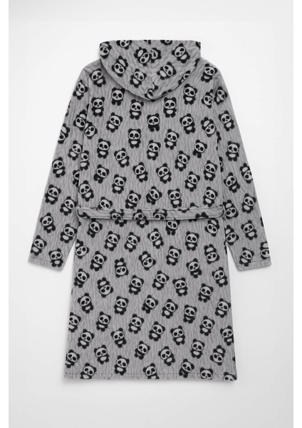 Kadın Kapüşonlu Panda Desenli Polar Sabahlık indirimleri