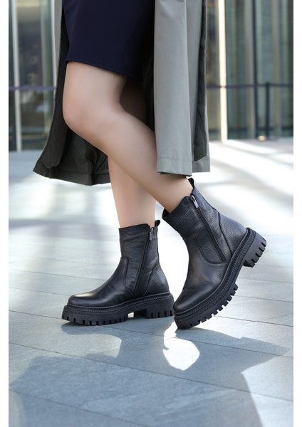 Hakiki Deri Kürklü Kadın Klasik Bot 657KZA2510