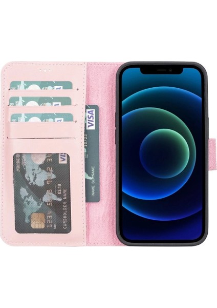 Apple iPhone 13 Uyumlu Deri Cüzdanlı Kılıf Nu2 Pembe fiyatları