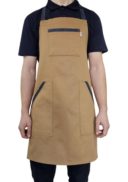 Boyundan Toka Ayarlı Boydan Önlük Bej