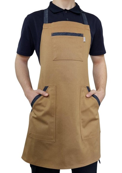 Boyundan Toka Ayarlı Boydan Önlük Bej