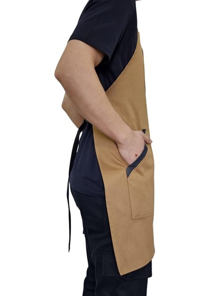 Boyundan Toka Ayarlı Boydan Önlük Bej