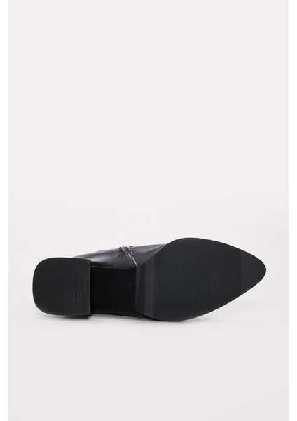 Hakiki Deri Kürklü Kadın Kalın Topuklu Bot 064KZA838