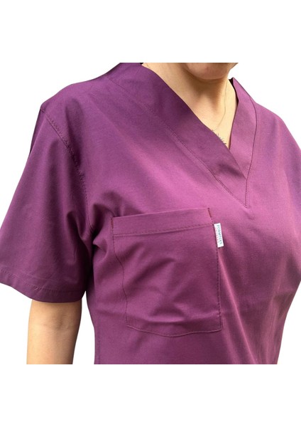 Kadın Hemşire Takım Likralı Mürdüm