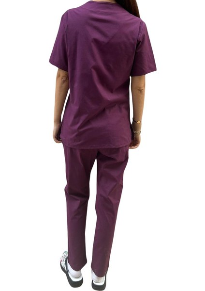 Kadın Hemşire Takım Likralı Mürdüm