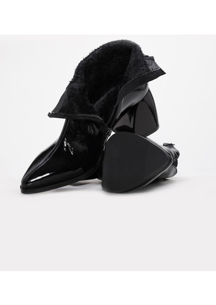 Hakiki Deri Kürklü Kadın Kalın Topuklu Bot 064SZA805